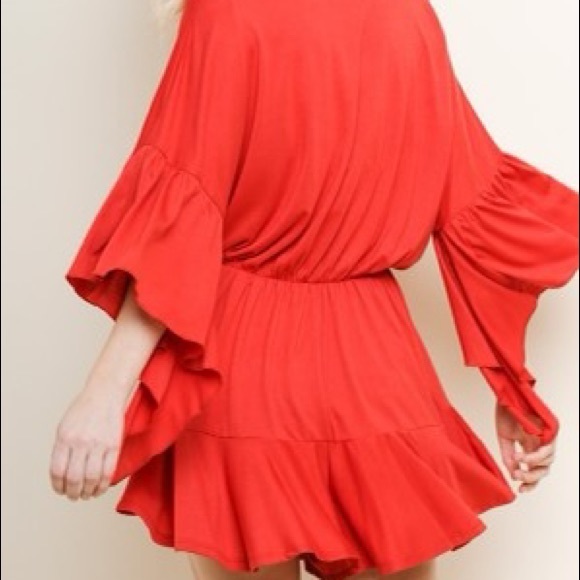 SALE ๐ Fall Sunset flowing bell ruffle romper - Picture 4 of 4